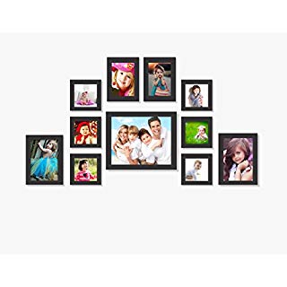 Paper Plane Design Set of Multiple Frames for Wall Drawing Room tv Wall Decor Wall Photoframes Set (Black Set of 7)